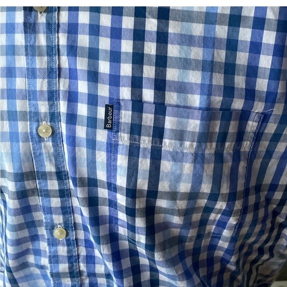 Barbour Short Sleeve Cotton Plaid Button Down Size M - Picture 6 of 13